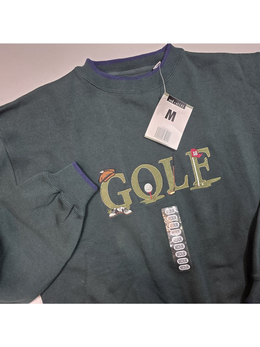 Red Cliff Trading Co. Green Mens Golf Sweatshirt M Embroidered Crewneck NWT